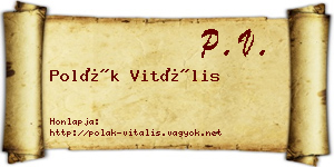 Polák Vitális névjegykártya